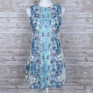 Love Reign Lace Sleeveless Dress XS Blue Floral 124A
